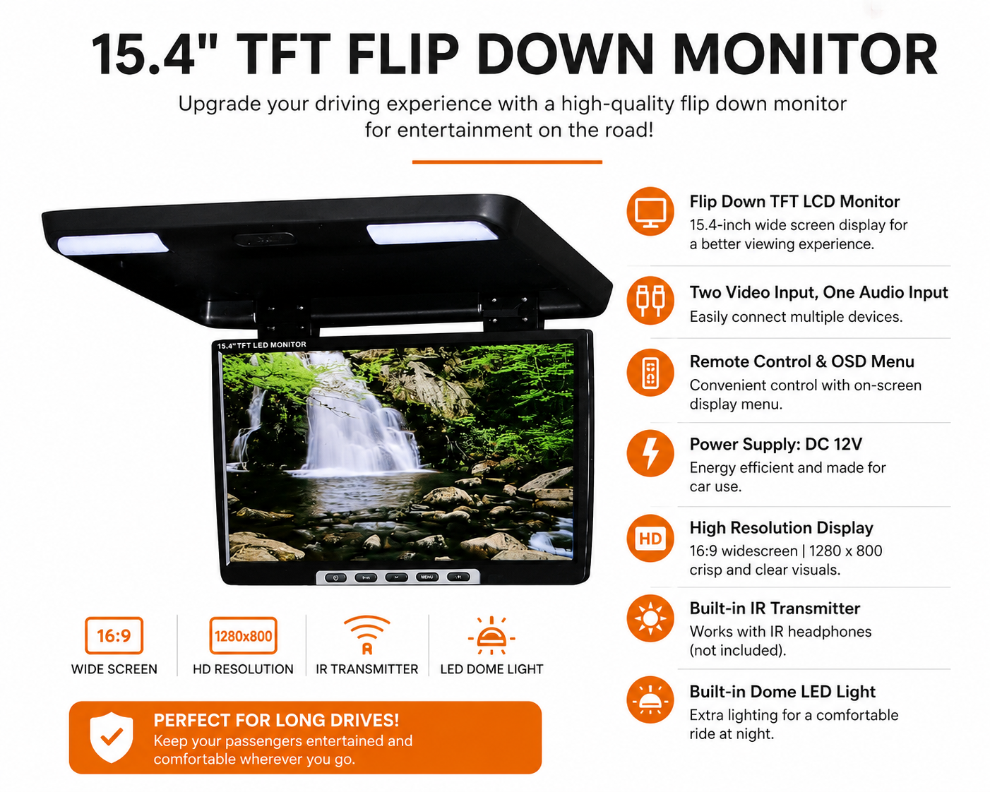 15.4" TFT Flip-Down Car Monitor